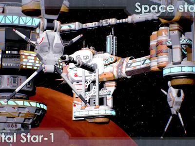 Space station Orbital-Star 1 Low-poly 3D model