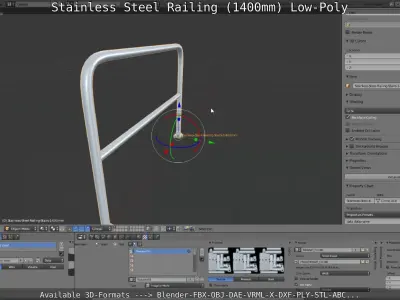 Stainless Steel Railing 1400mm Low-Poly Low-poly 3D model
