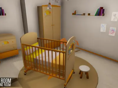 Baby room - props and room Low-poly 3D model