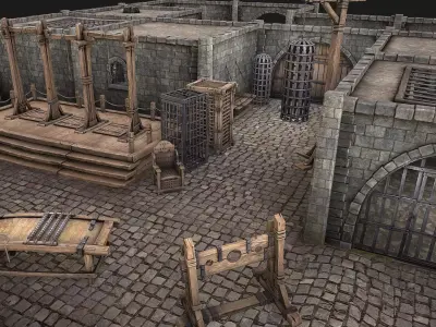 Medieval Prison Constructor Torture Room Low-poly 3D model