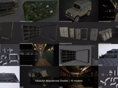 Modular Abandoned Shelter 3D Model Pack