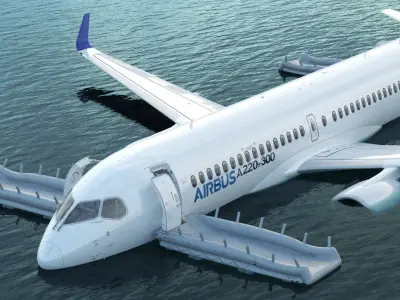  Airbus A220 Emergency Ditching with Inflated Slides 