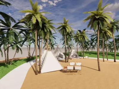Beach Camping Park 3D model