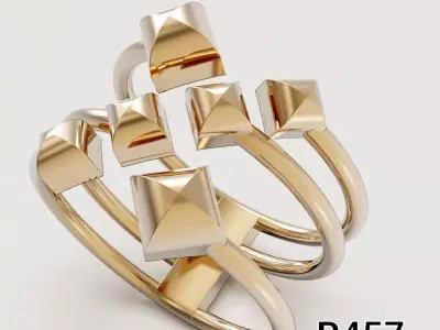 PYRION Modern Geometric Women Gold Ring 3D print model
