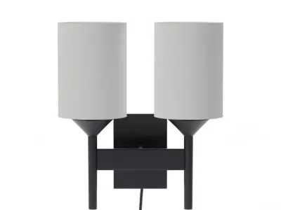 Lyre Blackened Steel Light Torch Plugin Wall Sconce Low-poly 3D model