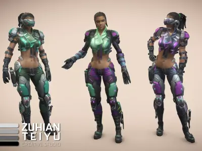 HiTech Tribe Low-poly 3D model