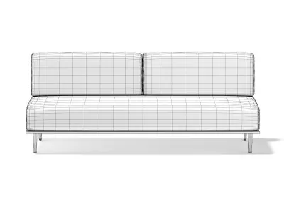 Grey Sofa with Wooden Frame 3D model