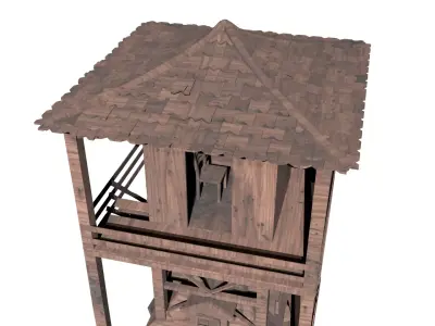 Wooden Watch Tower Low-poly 3D model