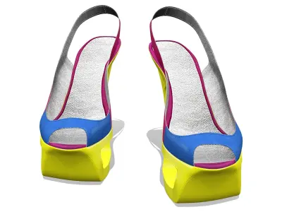 Womens Fancy Colorful Suede Peeptoe Pumps Low-poly 3D model