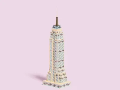 Cartoon Empire State Building New York B 3D model