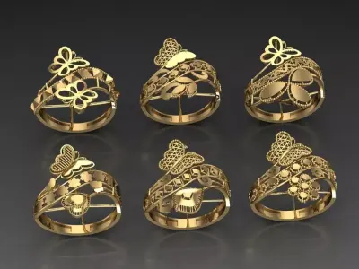 Fusion Arabian Rings 250 rings latest light Weight 3D print model
