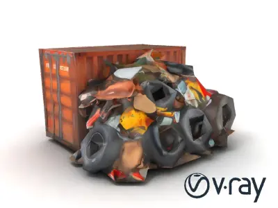 Urban Waste Environment Scene model pack Low-poly 3D model