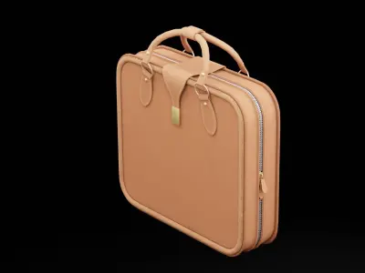 Brown Suitcase Low-poly 3D model