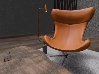 3D Scene Modern Minimalist Lounge Low-poly 3D model