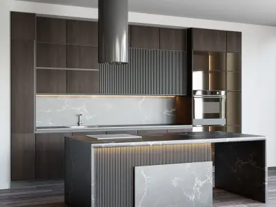 KITCHEN 1 modern design with marble counter tops 3D model