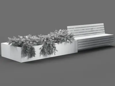 bench1149 concrete bench with plants in it 3D model