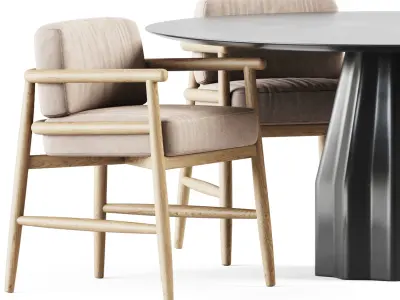 Burin Table D150 by Viccarbe and Armchair Teresina by Meridiani 3D model