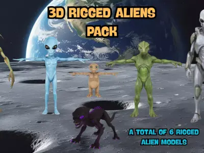 ALIEN RIGGED MODELS PACK Low-poly 3D model