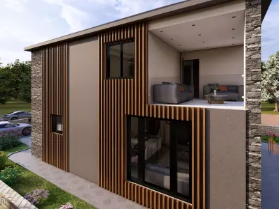 Modern Two-Story Villa with Interior 3D model