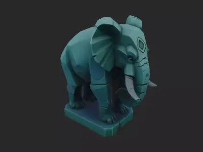 Stylized Elephant Statue  Low-poly 3D model