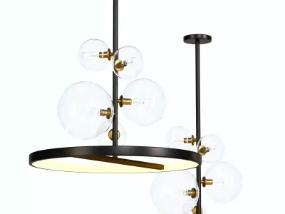 Chandelier modern bubble pendant light - gold Low-poly 3D model