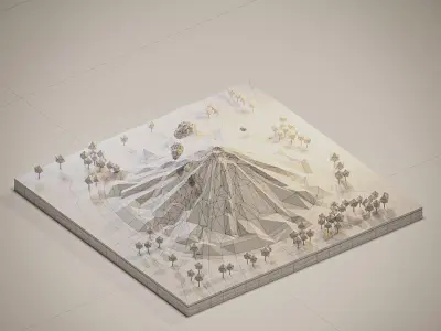 Mount Fuji Low-poly 3D model