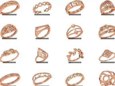 30 Wire Plain Gold Ring 3dm stl renders details 3D Model Pack