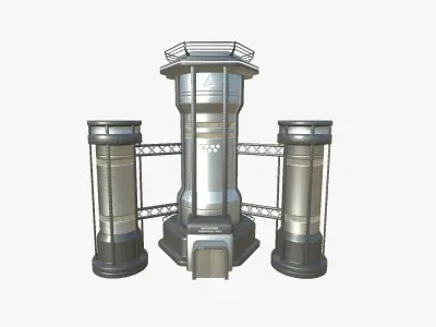 SciFi Facility A08 Metallic - Sci Fi Exterior Design Low-poly 3D model