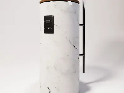 Floor lamp with marble base  Low-poly 3D model