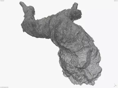 Burnt Tree Trunk 8x4k - 1x16k - 3x16k Textures Raw 3D scan Low-poly 3D model