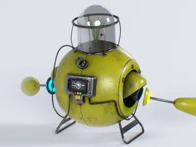 Planting Robot Sci-Fi Fantasy Character Low-poly 3D model