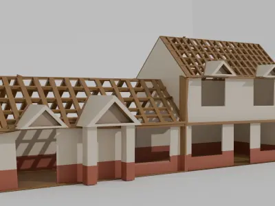 Mid constructed home Low-poly 3D model