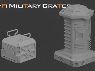 20 Sci-fi Military Crates  3D model