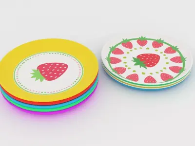 Plates set Low-poly 3D model 3D model