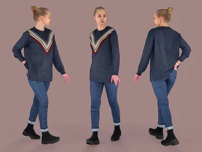 City Wanderer Casual Girl Walking 3D model