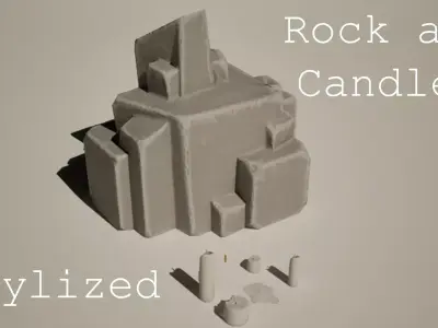 Stylized Rock And Candles GameReady More HighPoly Models Free low-poly 3D model