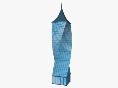 Cartoon skyscraper building 6 Low-poly 3D model