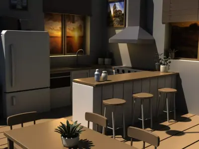 Kitchen Low-poly 3D model purchase