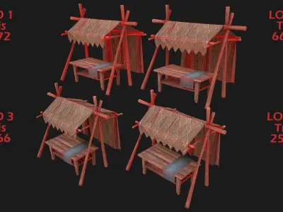 Bazaar Stall Low-poly 3D model