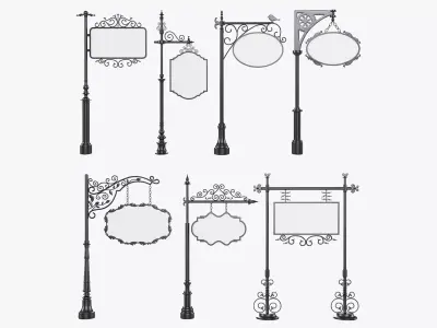 Forged columns 3D Model Pack