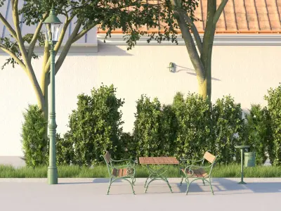 vienna public park furniture set 3D model