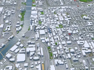 Grand Rapids Downtown Michigan USA Low-poly 3D model