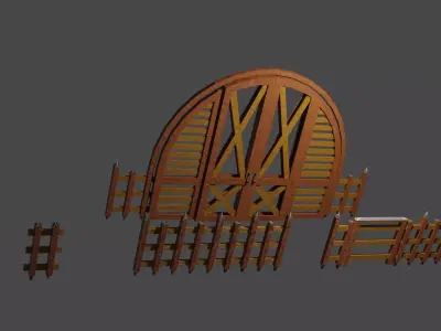 Fantasy woodenfence collection Free low-poly 3D model