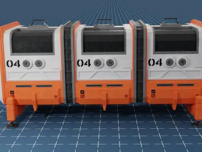 MARS SciFi Container Base Low-poly 3D model