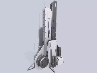 Futuristic building Low-poly 3D model 3