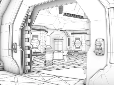 Sci-Fi Corridor and Meeting Room 3D model