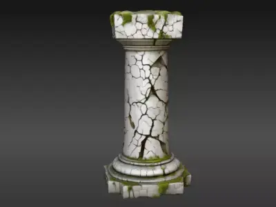 Ancient Broken Stone Pillar 3D Model Game Ready Environment  3D model