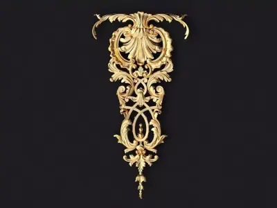 dekor ornate gold letter t 3D model