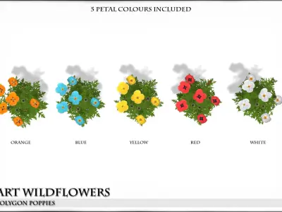 Low Polygon Poppies for Games and Architectural Visualisation Low-poly 3D model
