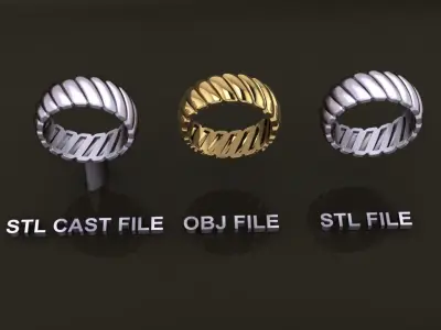 Ribbed Multi Vertical Tilt Line Band Mix Size 3D print model